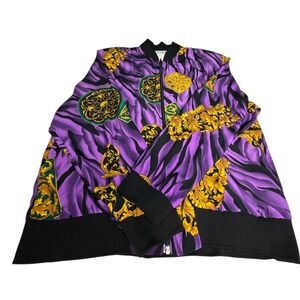 New Vintage Teddi Size‎ Large Purple Baroque Pattern Lightweight Bomber Jacket
